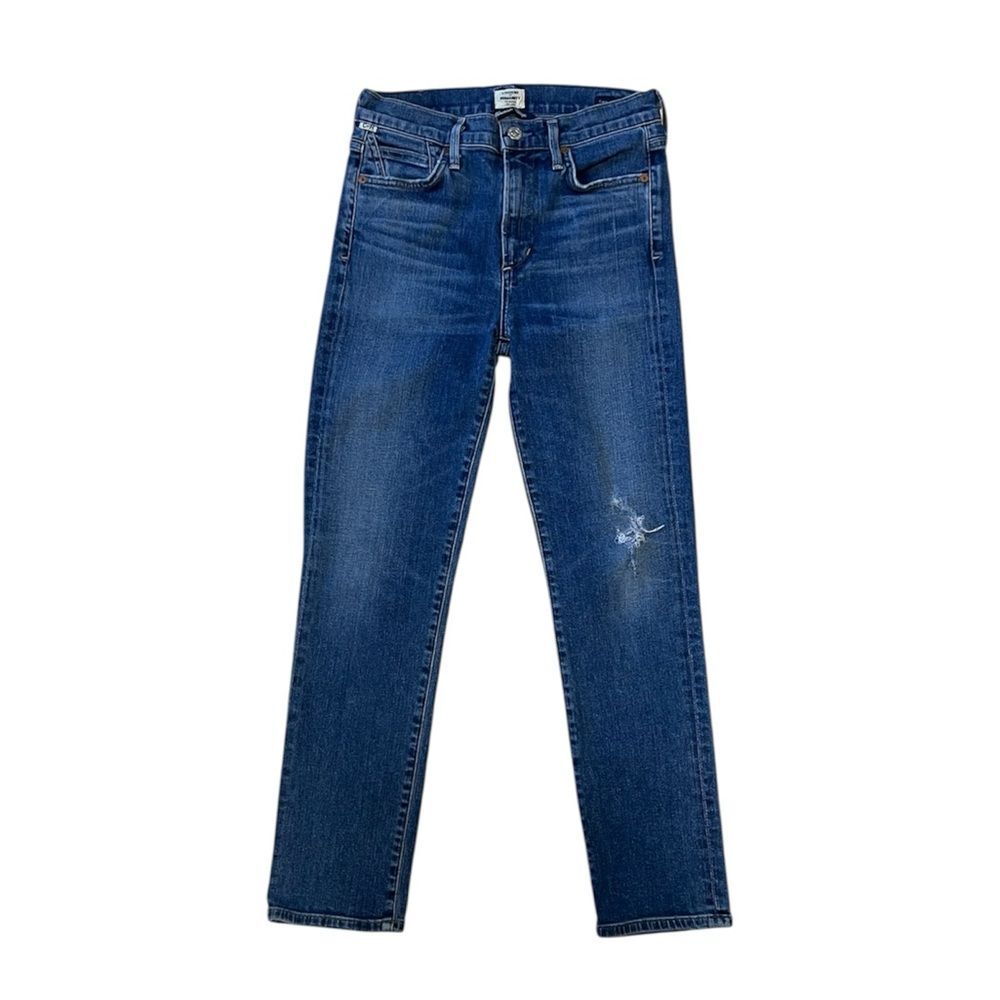 Citizens of Humanity Cara High Rise Cigarette Ankle Distressed Knee Jeans Sz 26